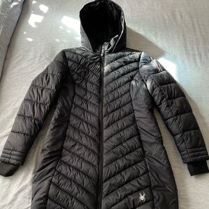 Spyder Women’s Long Winter Puffer Coat Size M Color Black